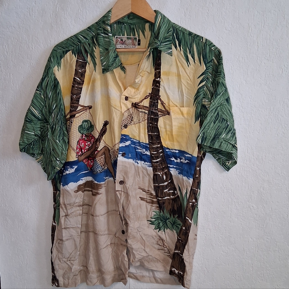 Vintage 1990s Tori Richard Hammock Ukulele Rayon Hawaiian Made in USA Size Lg